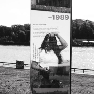 Celine Quintero, founder of HellNRock, at the Berlin Wall Memorial.